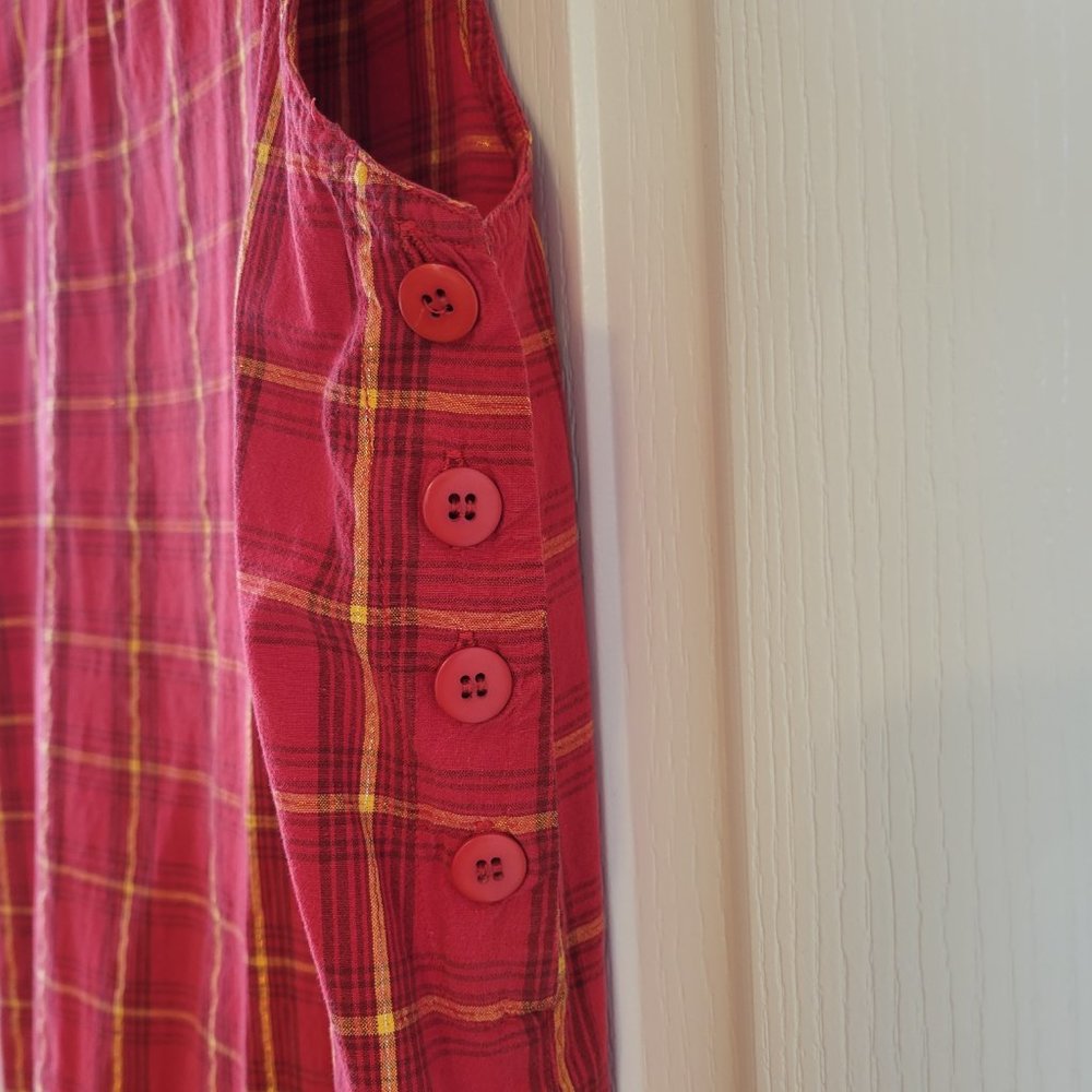 Lemon Grass Cotton Tank/Shift Dress Plaid Gold Detail SM - Picture 3 of 9